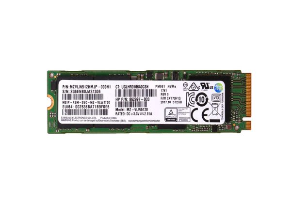 MZVLW512HMJP-000H1 Samsung PM961 Series 512GB Triple-Level Cell PCI Express NVMe 3.0 x4 M.2 2280 Solid State Drive