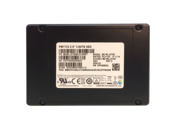 MZWLJ3T8HBLS-00007 Samsung PM1733 Series 3.84TB Triple-Level Cell PCI Express NVMe 4.0 x4 U.2 2.5-Inch Solid State Drive