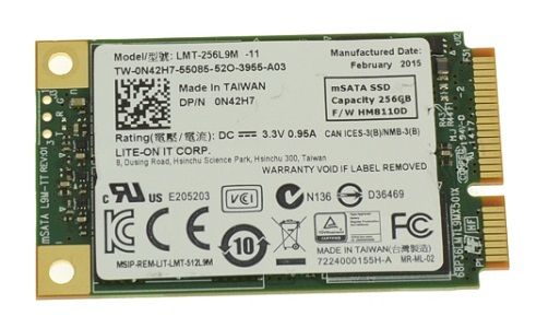 0N42H7 Dell 256GB mSATA 6Gb/s Solid State Drive (SSD) with 2.5-inch Tray