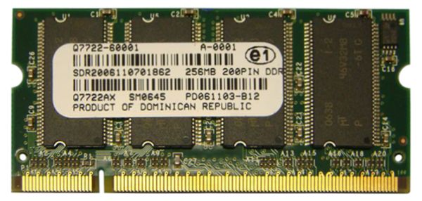 Q7722-60001 HP 256MB DDR-266MHz PC2100 non-ECC Unbuffered CL2.5 200-Pin SoDimm 2.5V Memory Module