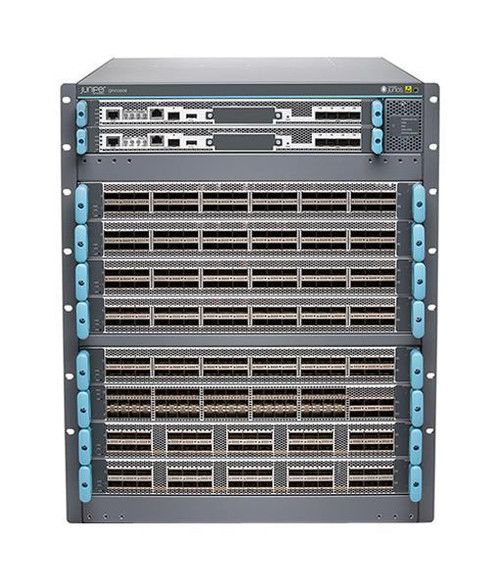 QFX10008-BASE-H Juniper QFX10008 Base 8-slot chassis with 1 CB 3 HVDC-capable power supplies 2 fan trays 2 fan tray controllers