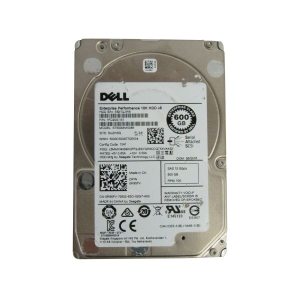 R95FV Dell 600GB 10000RPM SAS 12Gb/s 2.5-inch Hard Drive with Tray