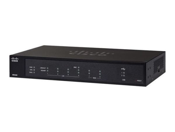 RV340-K9 Cisco RV340 2 x RJ-45 WAN Ports + 4 x RJ-45 LAN Ports Rack-mountable Gigabit VPN Router