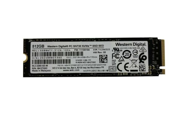 SDBQNTY-512G-1004 Western Digital PC SN730 512GB SED Triple-Level Cell PCI Express NVMe 3.0 x4 M.2 2280 Solid State Drive