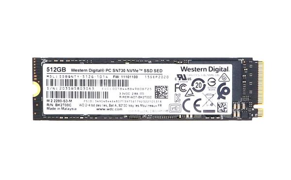 SDBQNTY-512G-1014 Western Digital PC SN730 512GB SED Triple-Level Cell PCI Express NVMe 3.0 x4 M.2 2280 Solid State Drive
