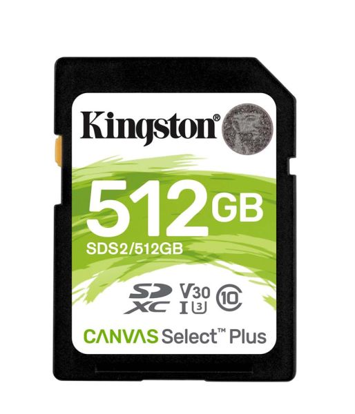 SDS2/512GB Kingston Technology Canvas Select Plus 512GB SDXC Class 10 UHS-I 100MB/s Flash Memory Card