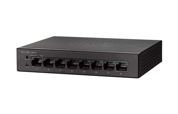 SF110D-08-UK Cisco Small Business SF110 8 x Ports 10/100Base-TX Layer 2 Unmanaged Fast Ethernet Network Switch