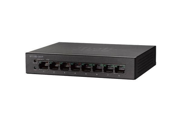 SF110D-08HP-EU Cisco Small Business SF110 PoE 8 x Ports 10/100Base-TX Layer 2 Unmanaged Fast Ethernet Network Switch