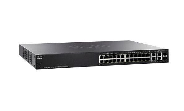 SF300-24PP-K9-UK Cisco 300 Series SF300 24-Ports PoE 24 x 10/100Base-T + 2 x combo Gigabit SFP Layer 3 Managed Fast Ethernet Switch