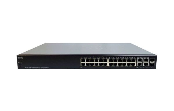 SF300-24PP Cisco 300 Series SF300 24-Ports PoE 24 x 10/100Base-T + 2 x combo Gigabit SFP Layer 3 Managed Fast Ethernet Switch
