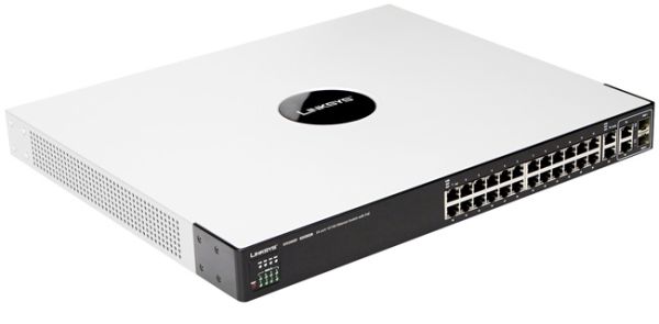 SFE2000P Linksys Small Business 24 x RJ-45 Ports PoE 10/100Base-TX + 4 x Ports 1000Base-T + 2 x Ports Shared Combo SFP (mini-GBIC) Layer 3 Managed Rack-Mountable Fast Ethernet Network Switch