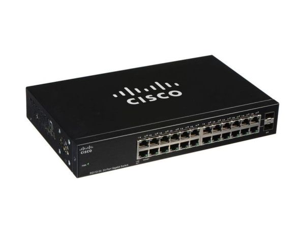 SG112-24-NA-RF Cisco Small Business 110 Series SG112-24 24 x Ports 10/100/1000Base-T + 2 x Ports Combo SFP (mini-GBIC) Rack-Mountable 1U Unmanaged Gigabit Ethernet Network Switch