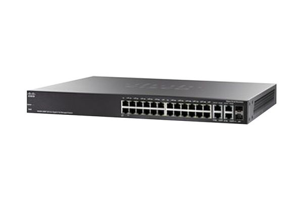 SG300-28MP-K9AU-RF Cisco Small Business 300 Series PoE RJ-45 28 x Ports 10/100/1000Base-T + 2 x combo Gigabit SFP Layer 3 Managed Desktop Rack Mountable 1U Gigabit Ethernet Switch