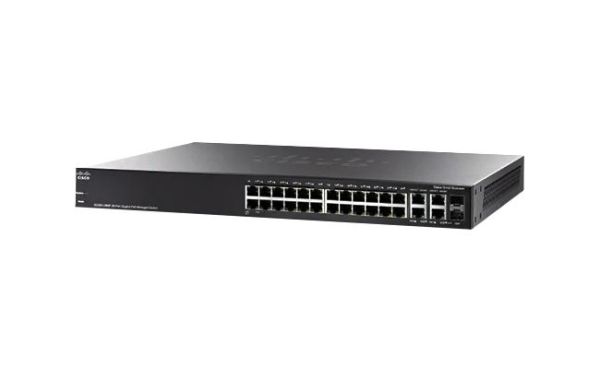 SG300-28MP-K9EU-RF Cisco Small Business 300 Series PoE RJ-45 28 x Ports 10/100/1000Base-T + 2 x combo Gigabit SFP Layer 3 Managed Desktop Rack Mountable 1U Gigabit Ethernet Switch