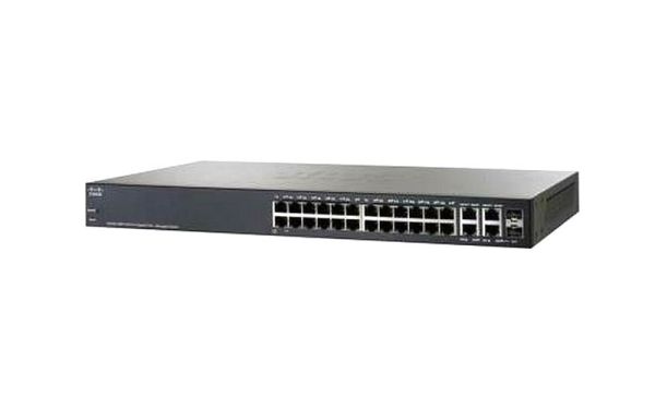 SG300-28PP-K9EU-RF Cisco Small Business 300 Series RJ-45 PoE+ 28 x Ports 10/100/1000Base-T + 2 x combo Gigabit SFP Layer 3 Managed Desktop Rack Mountable 1U Gigabit Ethernet Switch
