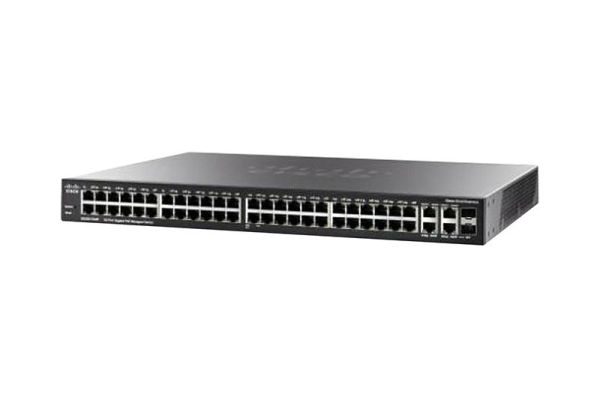 SG300-52MP-K9UK-RF Cisco Small Business 300 Series RJ-45 PoE+ 48 x Ports 10/100/1000Base-T + 4 x combo Gigabit SFP Layer 3 Managed Desktop Rack Mountable 1U Gigabit Ethernet Switch