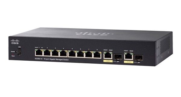 SG350-10-K9-NA Cisco Small Business SG350-10 8 x Ports 10/100/1000Base-TX + 2 x SFP Layer 3 Gigabit Ethernet Switch