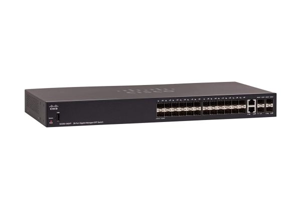 SG350-28SFPK9NA-RF Cisco Small Business 350 Series SG350-28SFP 24 x Ports SFP 10/100/1000Base-T + 2 x Ports Copper Combo SFP + 2 x Ports SFP Rack-Mountable Layer 3 Managed Gigabit Ethernet Network Switch