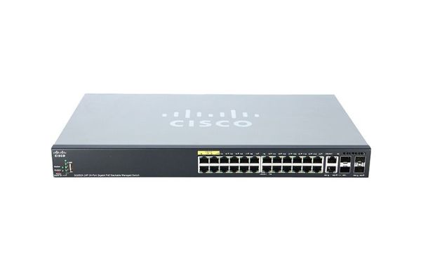 SG350X-24P-K9-EU Cisco Small Business SG350X-24MP PoE+ 24 x Ports 10/100/1000Base-T + 4 x SFP Ports + 2 x Uplinks Ports Managed Layer 3 Gigabit Ethernet Switch