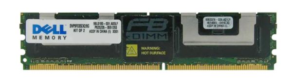 SNP9F035CK2/8G Dell 8GB Kit (2 X 4GB) DDR2-667MHz PC2-5300 Fully Buffered CL5 240-Pin DIMM 1.8V Dual Rank Memory