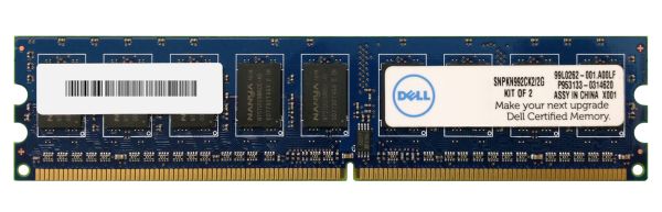 SNPKN992CK2/2G Dell 1GB DDR2-800MHz PC2-6400 ECC Unbuffered CL6 240-Pin DIMM 1.8V Memory Module
