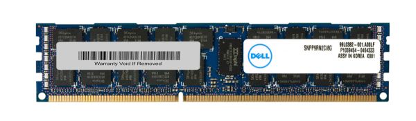 SNPP9RN2C/8G Dell 8GB DDR3-1333MHz PC3-10600 ECC Registered CL9 240-Pin DIMM 1.35V Low Voltage Dual Rank Memory Module