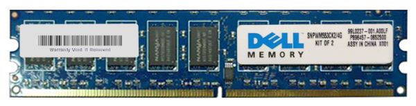 SNPWM553CK2/4G Dell 4GB Kit (2 X 2GB) DDR2-800MHz PC2-6400 ECC Registered CL6 240-Pin DIMM 1.8V Memory