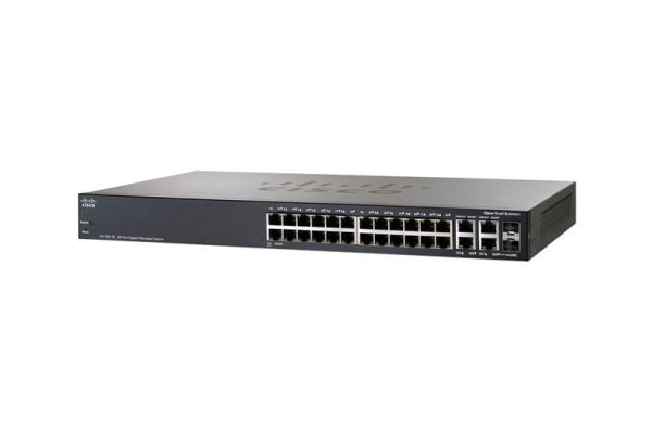 SRW2024-K9 Cisco Small Business 300 Series SG300-28 26 x Ports 10/100/1000Base-T + 2 x combo Gigabit SFP Layer 3 Managed Gigabit Ethernet Network Switch
