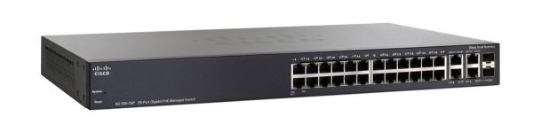 SRW2024P-K9 Cisco Small Business 2024P PoE 24-Ports 24 x 10/100/1000Base-T 2 x combo Gigabit SFP Layer 3 Managed Gigabit Ethernet Network Switch