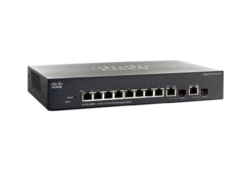 SRW208MP-K9-AU Cisco Small Business SRW208MP 8-Ports PoE 8 x 10/100Base-T + 2 x SFP Layer 3 Managed Fast Ethernet Network Switch