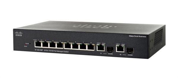 SRW208P-K9-NA Cisco Small Business SRW208MP 8 x RJ-45 Ports PoE 10/100Base-TX + 2 x SFP Ports Layer 3 Managed Rack-mountable Fast Ethernet Network Switch
