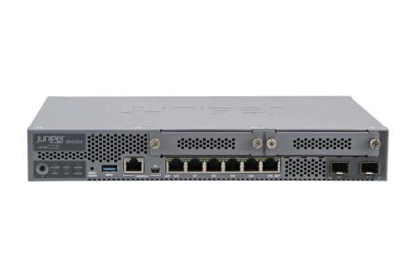 SRX320-TAA Juniper SRX320 6 x GE PoE+ Ports + 2 x SFP + 2 x MPIM Slots 4GB RAM, 8G Flash Front to back airflow Security Appliance Firewall