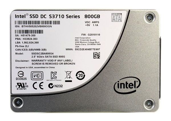 SSDSC2BA800G401 Intel DC S3710 Series 800GB SATA 6GB/s 2.5-inch MLC Solid State Drive