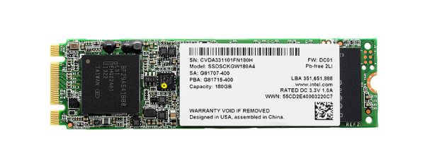 SSDSCKGW180A4 Intel 530 Series 180GB Multi-Level Cell (MLC) SATA 6Gb/s M.2 2280 Solid State Drive