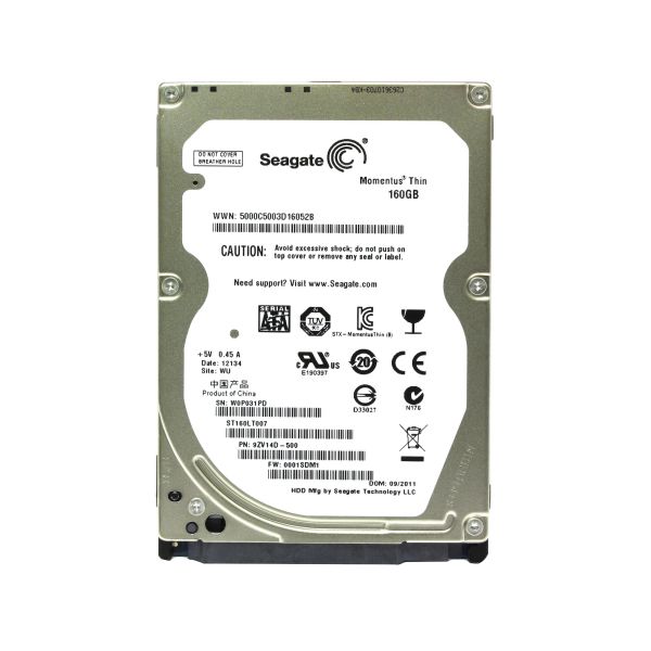 ST160LT007 Seagate Momentus THIN 160GB 7200RPM 2.5-inch 16MB Cache SATA 3Gb/s Laptop Hard Drive