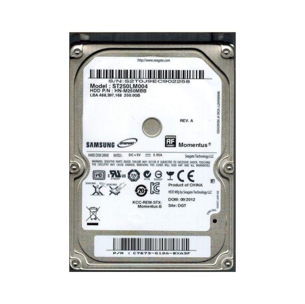 ST250LM004 Seagate Momentus 250GB 5400RPM SATA 3Gb/s 8MB Cache 2.5-inch Hard Drive