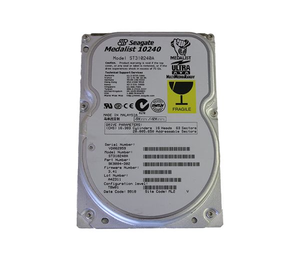 ST310240A Seagate 10.2GB 5400RPM IDE/ATA-33 128KB Cache 3.5-inch Hard Drive