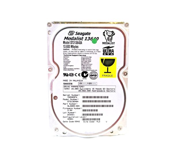 ST313640A Seagate Medalist 13640 13.6GB 5400RPM ATA-33 512KB Cache 3.5-inch Hard Drive