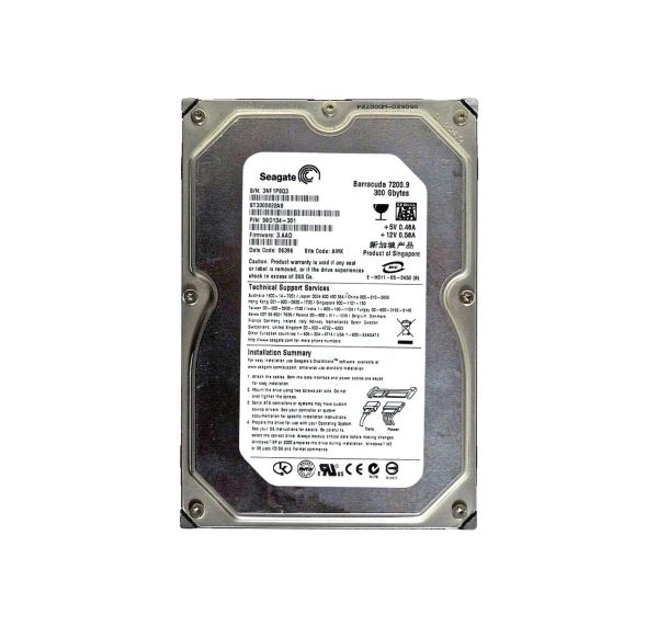 ST3300822AS Seagate BarraCuda 7200.9 300GB 7200RPM SATA 3Gb/s 8MB Cache 3.5-inch Hard Drive