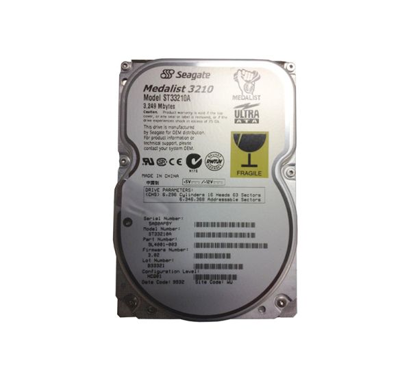ST33210A Seagate Medalist 3210 3.2GB 5400RPM ATA-33 256KB Cache 3.5-inch Hard Drive