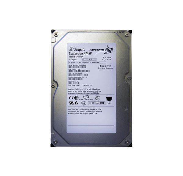ST340016A Seagate BarraCuda 40GB 7200RPM ATA-100 2MB Cache 3.5-inch Hard Drive