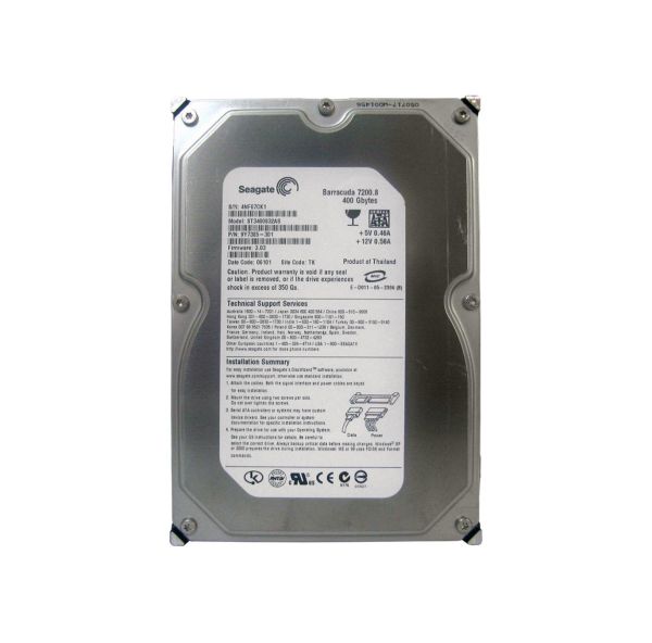 ST3400832AS Seagate BarraCuda 400GB 7200RPM SATA 8MB Cache 3.5-inch Hard Drive