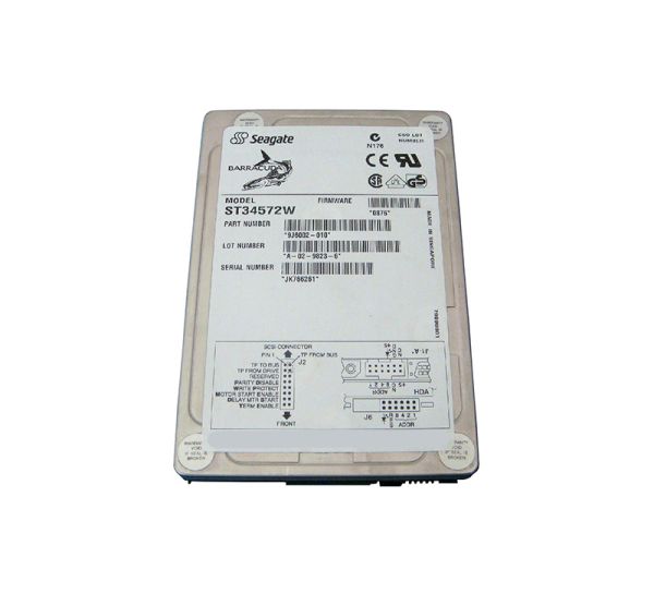 ST34572W Seagate BarraCuda 4.5GB 7200RPM 68 -Pin Wide Ultra- SCSI 3.5-inch Hard Drive