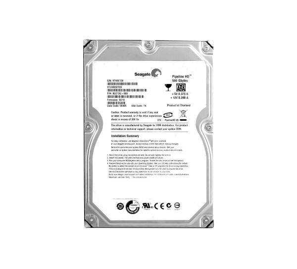 ST3500321CS Seagate Pipeline HD 500GB SATA 3Gb/s 7200RPM 8MB Cache Hot Swappable 3.5-inch Hard Drive