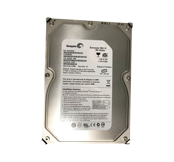 ST3500830A Seagate BarraCuda 500GB 7200RPM ATA-100 8MB Cache 3.5-inch Hard Drive