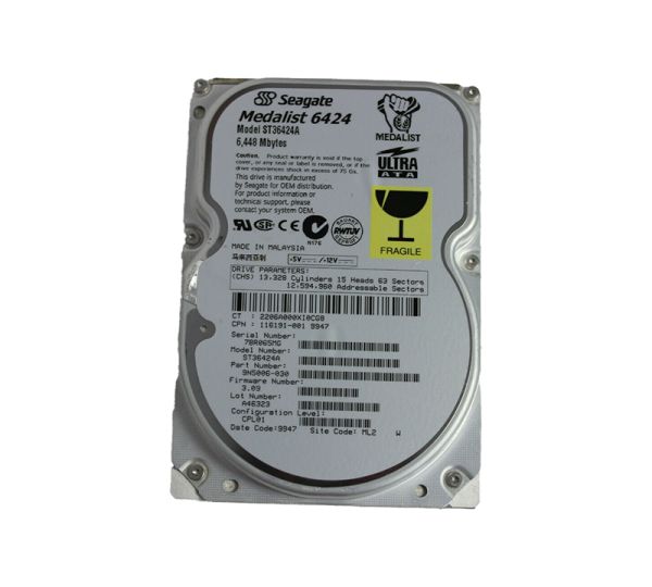 ST36424A Seagate Medalist 6424 6.4GB 5400RPM ATA-33 128KB Cache 3.5-inch Hard Drive