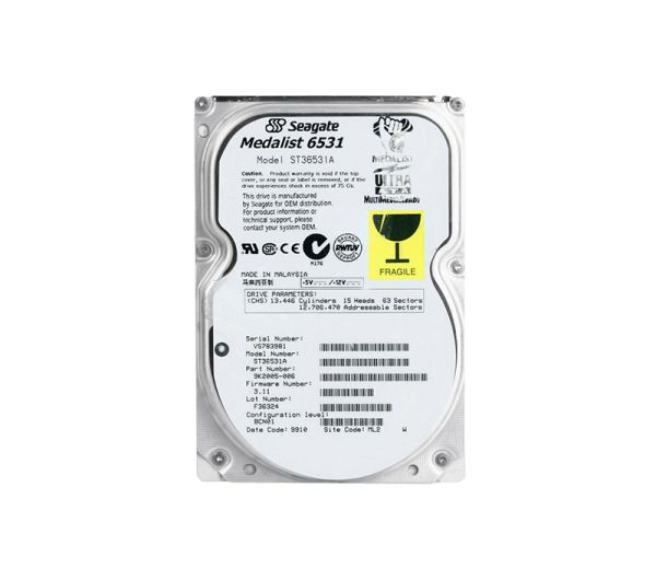 ST36531A Seagate Medalist 6531 6.5GB 5400RPM ATA-33 128KB Cache 3.5-inch Hard Drive