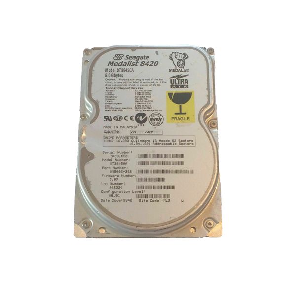 ST38420A Seagate Medalist 8420 8.6GB 5400RPM ATA-33 512KB Cache 3.5-inch Hard Drive