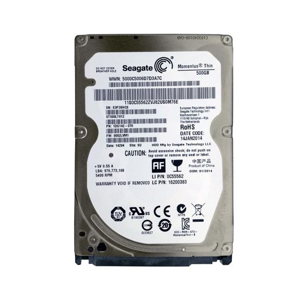 ST500LT012 Seagate Momentus Thin 500GB 5400RPM 2.5-inch 7MM 16MB Cache SATA 3Gb/s NCQ Laptop Hard Drive