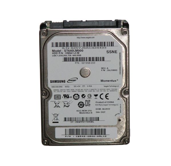 ST640LM000 Seagate Momentus 640GB 5400RPM SATA 3Gb/s 8MB Cache 2.5-inch Hard Drive